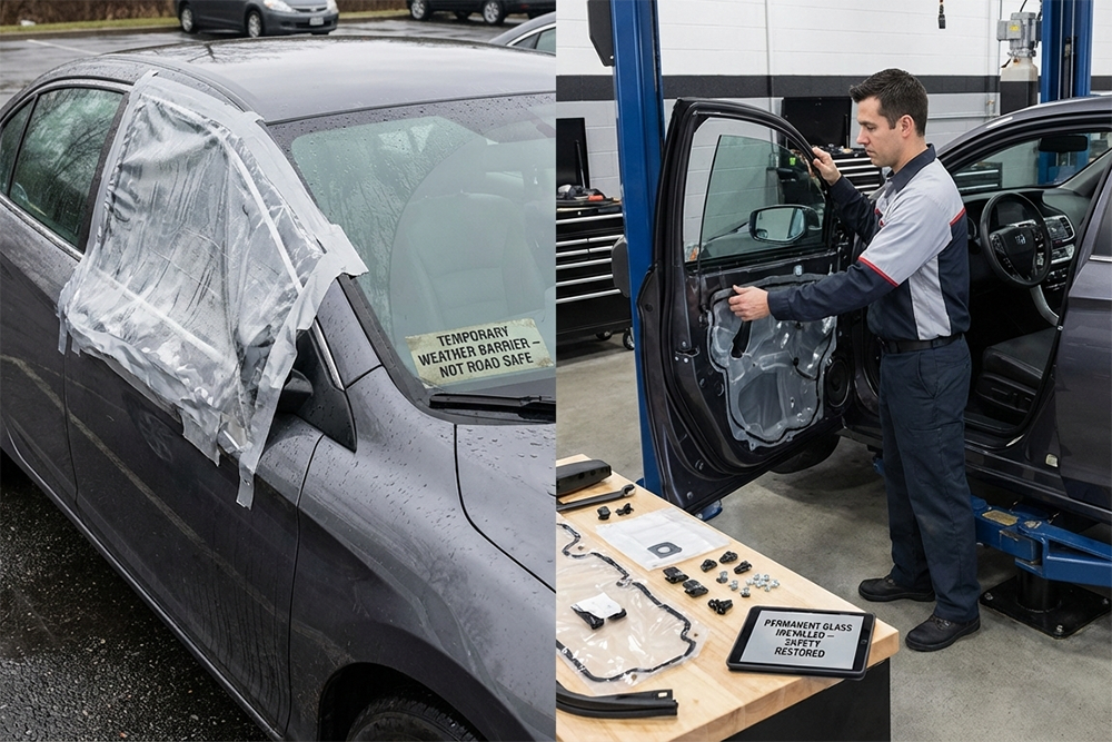 Automobile Window Replacement vs Temporary Fixes