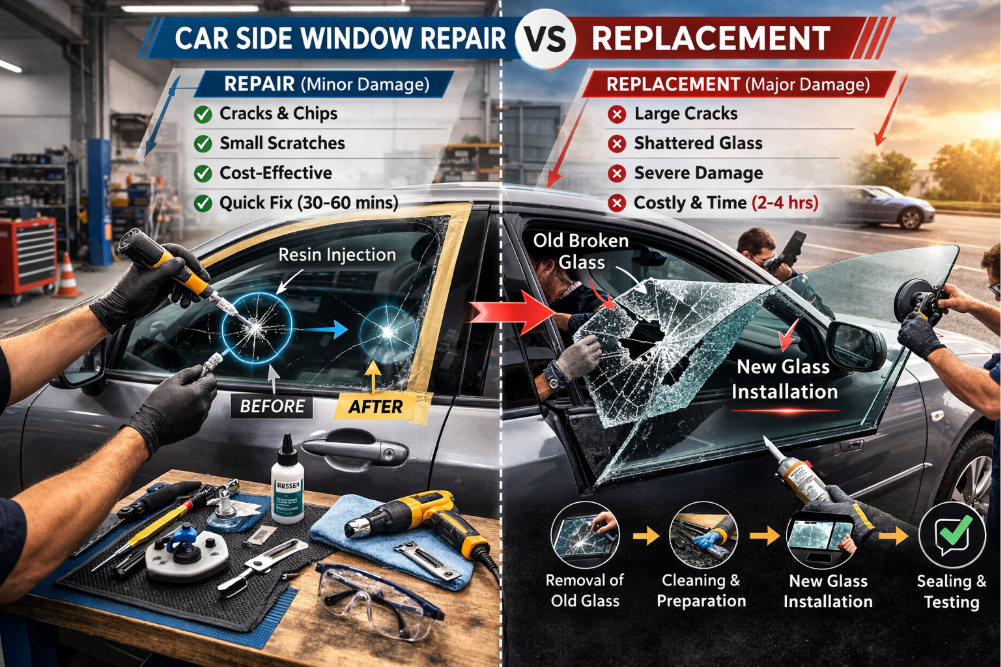 Car Side Window Repair Versus Replacement