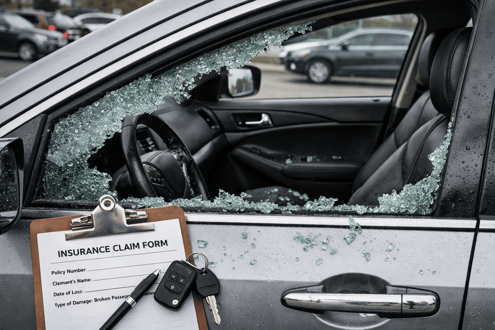 Insurance Claims for Passenger Side Window Glass