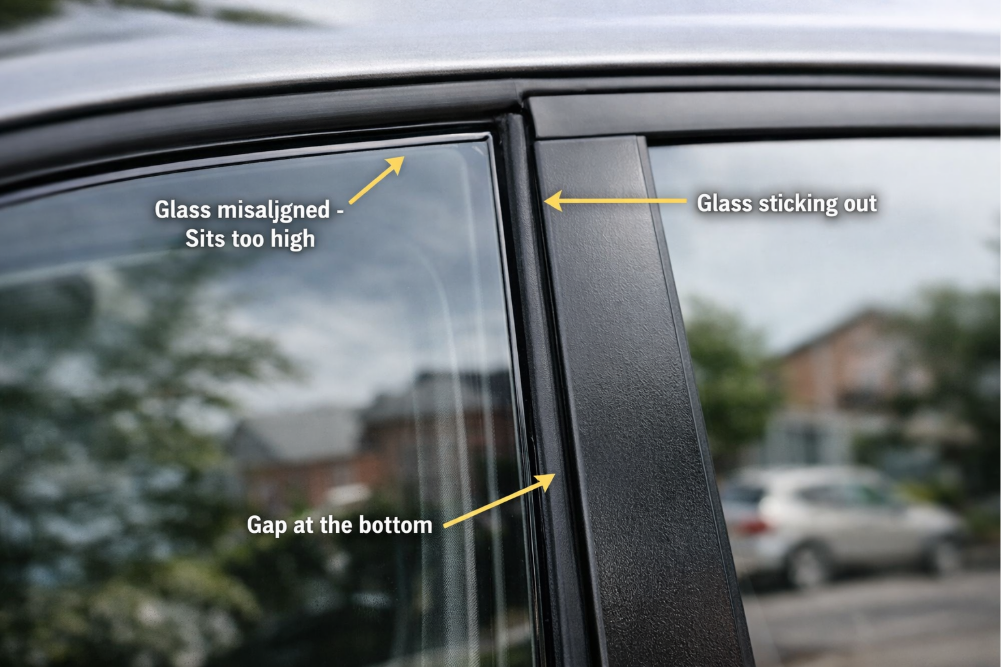 Car Side Window Glass Replacement Alignment Issues